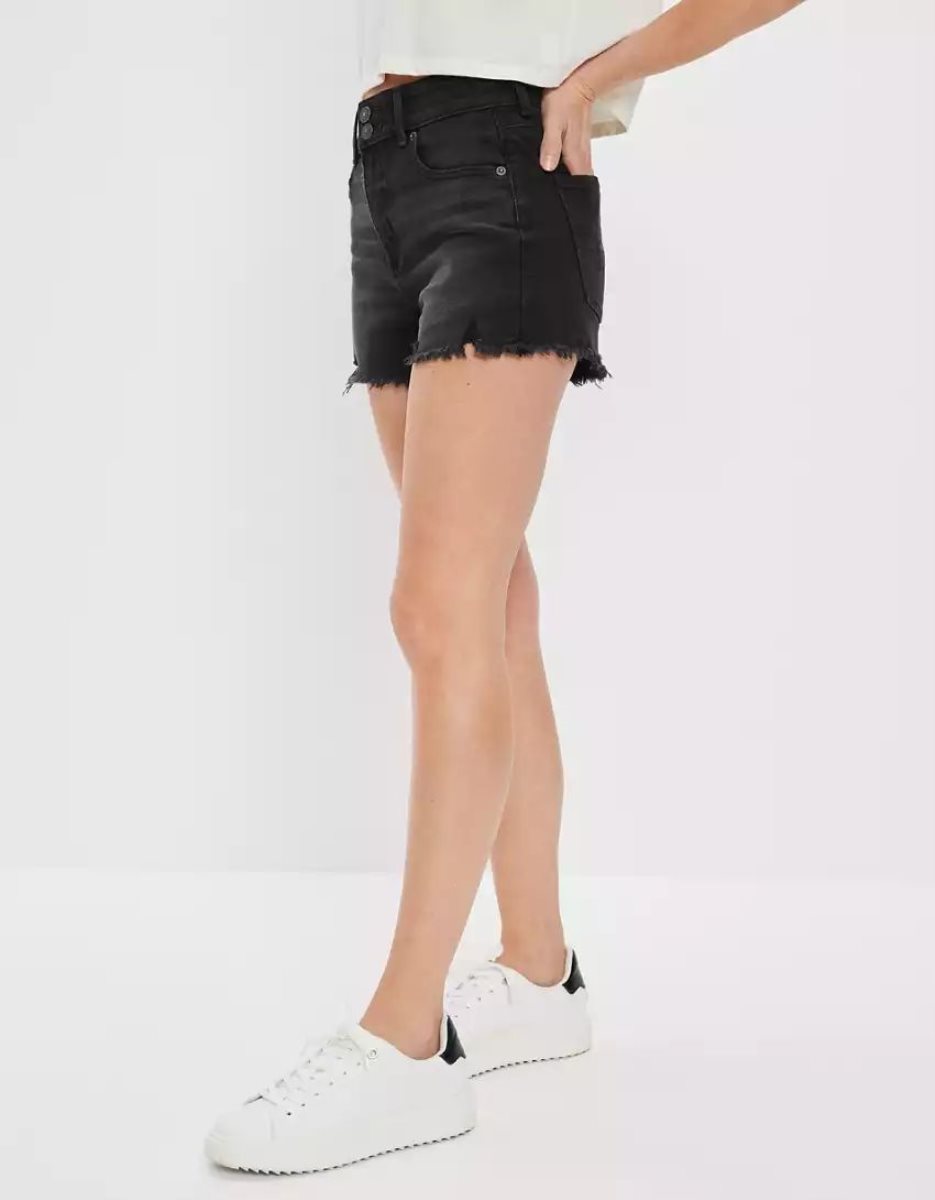 Shorts American Eagle AE Stretch Denim Mom Noir Femme | NVS-80089434